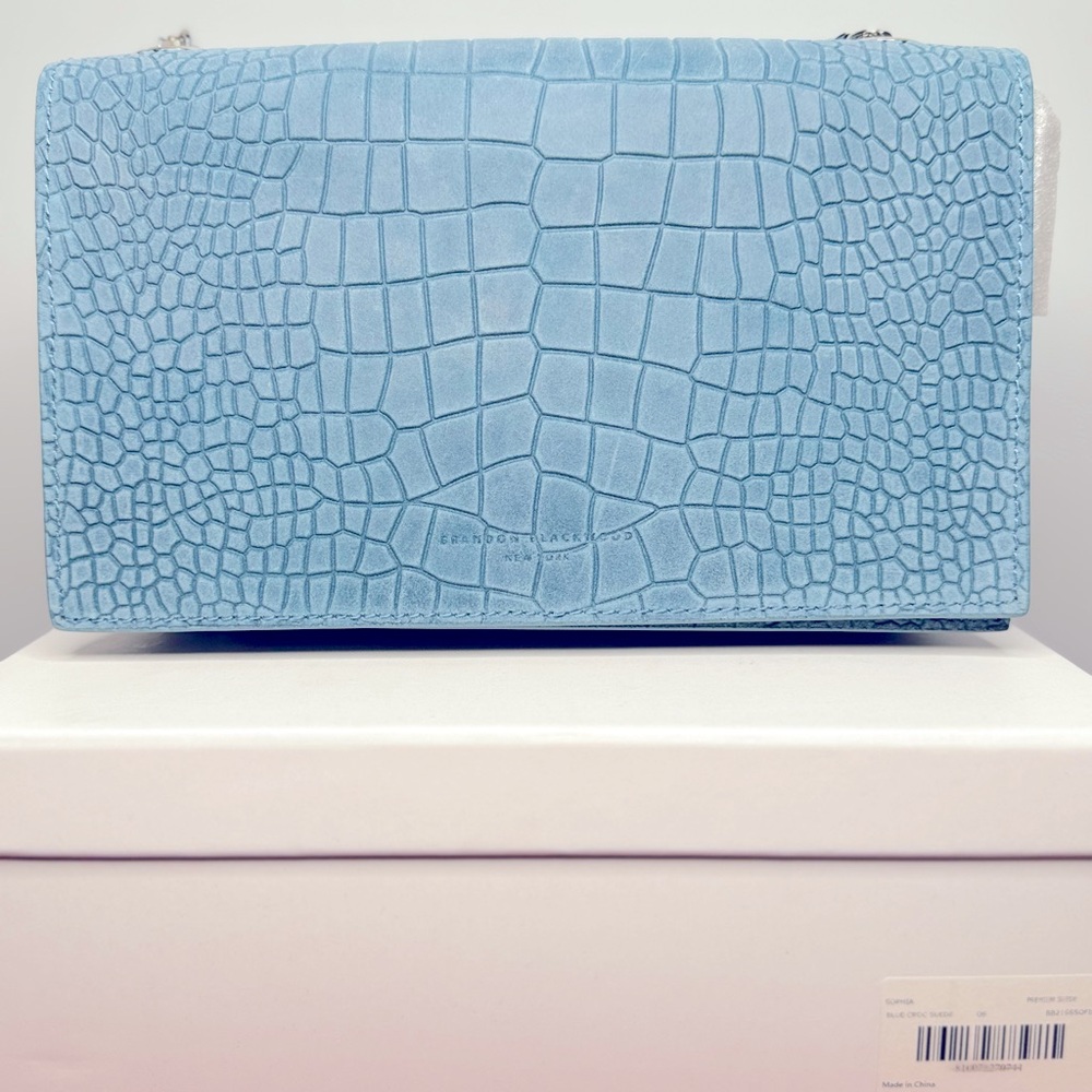 NWT! Brandon Blackwood Embossed Suede Sophia Bag